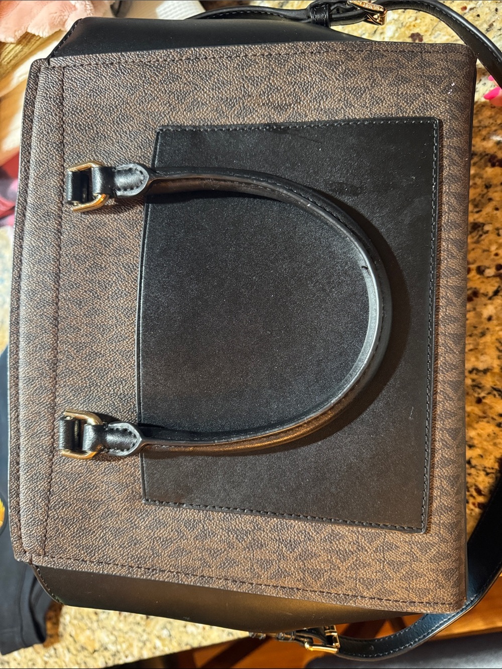 Michael Kors Black and Brown Signature Satchel with MK Charm - Picture 4 of 4